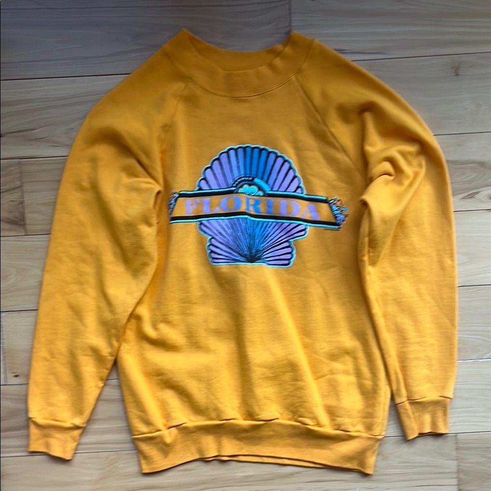 [SALE] Florida Yellow Crewneck Sweater with Vintage Graphic